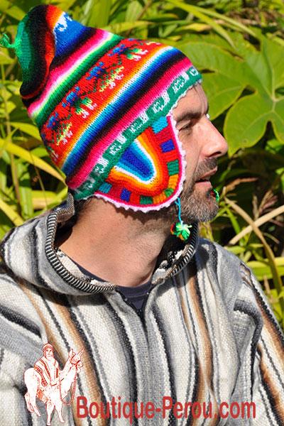 Bonnet péruvien multicolore