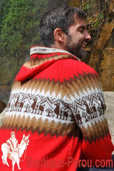 Gants Mitaines Alpaga Homme Tissu Tricotés au Pérou Camel