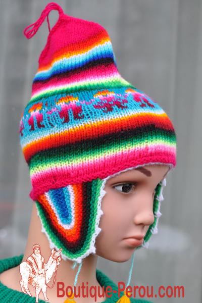 Bonnet peruvien Enfant Multicolore Laine Vierge - Commerce Equitable