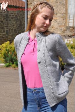 Gilet femme long coupe droite gris