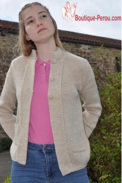 Gilet long coupe droite beige