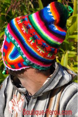 Bonnet péruvien homme arco iris bleu - Bonnet péruvien homme - HOMME -  Boutique Pérou