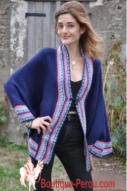 Poncho femme azul marino