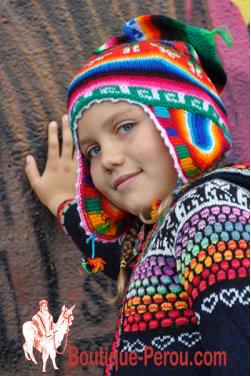 Bonnet enfant laine doublé polaire - Bonnets péruviens - Vêtements enfants  Poutali