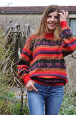 Pull-over en laine d'alpaga rouge