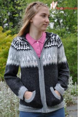 Cardigan gris anthracite en laine d'alpaga